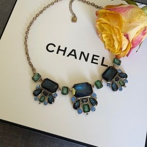 Emerald green and blue fashion necklace.